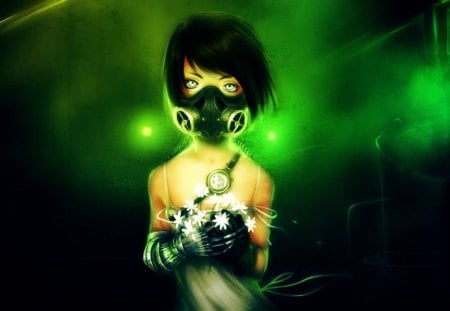 Anime - girl, toxic, anime, green