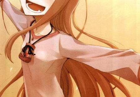 ~Sweet Freedom~ - anime, girl, Spice and Wolf, field, long hair, holo, red eyes