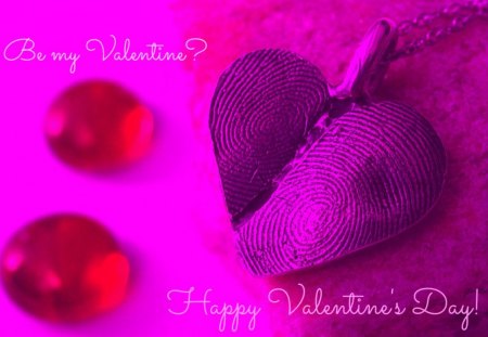 Happy Valentine's Day! - stone, heart, love, pink, happy, precious, purple, vintage, silver, red, valentine, day