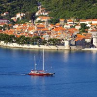 walled seaside town of korcula croatia