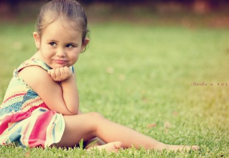 Strike a pose - pretty, nature, green, girl, pose, grass, park, natural