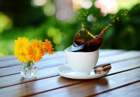 Coffee - coffee, beautiful, photography, morning, lovely, love, flowers, coffee beans, cup