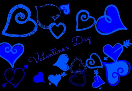 Happy Valentine's day! - abstract, heart, blue, love, cehenot, happy, black, valentine, day, art