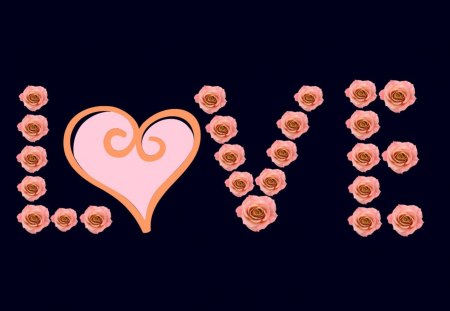 Love - abstract, heart, love, flower, pink, cehenot, word, valentine, rose, day