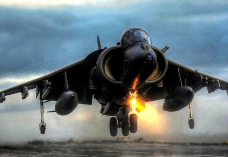 harrier taking off hdr - plane, clouds, hdr, take off, light