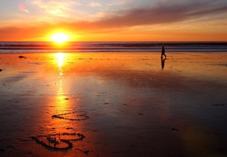 SEPARATION - beach, hearts, man, sunset, sea