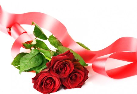 Roses with love - nice, love, roses, valentine, bouquet, lovely, pretty, beautiful, red, holiday, ribbon