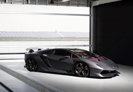 lamborghini Sesto Elemento Concept - black wheels, gray, lambo, wing