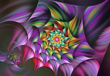 ❀..BOLD COLORS..❀ - pretty, splendor, pink, gentle, flowers, purple, creations, Bold Colors, fractal art, abstract, raw fractals, beautiful, digital art, colors, lovely, cool, love, florals, sweet, 3D, petals, dazzling, glow, colorful, tender touch, green, cute, chic, be bold, stripe, softness