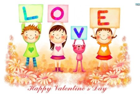 ~Love~ - children, cute, flowers, valentines day, sweet, love, colorful