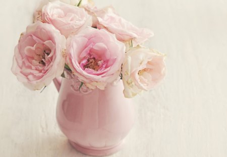 *** Pink roses *** - flowers, vase, roses, nature, flower, pink