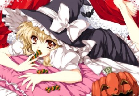 Candy Anyone? - witch, touhou, cute, blonde, anime, candy, marisa kirisame