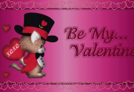 XO Be My Valentine XO - love, hearts, valentines, hat, valentines day, valentine, mouse, cute