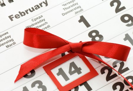 * February 14 * - love, february, 14, valentines day, holiday, ribbon, calendar