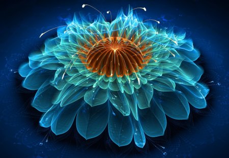 â€.BLUE EXAGGERATIONS.â€ - bloom, colorful, exaggerations, wonderful, florals, fractal art, amazing, shines, blossoms, pretty, cool, digital art, petals, love, imagination, lovely, pollen, sparkle, splendidly, glow, spread, abstract, creations, 3d, blue, raw fractals, beautiful, sweet, colors, flowers