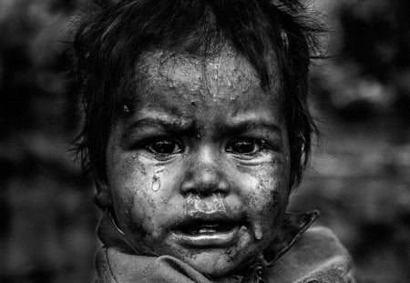 Hug me - black and white, child, tears, photography