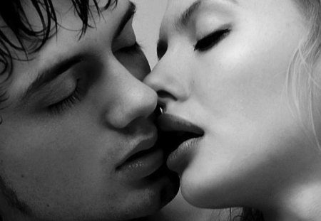 Passionately - Kiss, Couple, Photography, Black and white