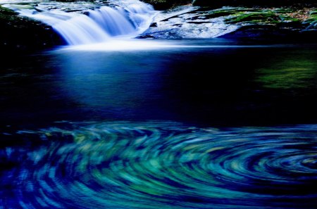 BLUE WATER SWIRL - nature, falls, swirl, blue, water