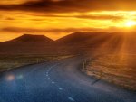 desert road at sunset hdr