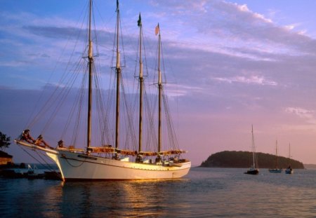 Bar Harbor, Maine - clouds, water, boat, daylight, boats, sunset, nature, land, sailboat, lake, day, sky