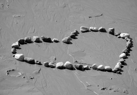 Heart - beach, hearts, stones, heart