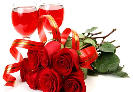 *Special Red* - love, passion, drink, roses, only you, bouquet, wine, forever, red, ribbon