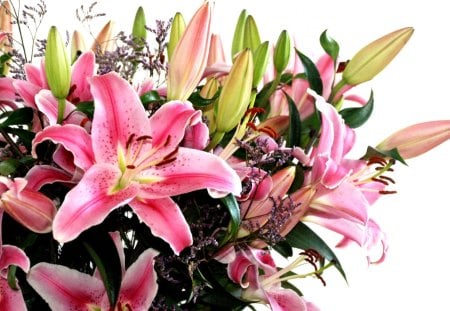 Lovely flowers - flowers, bunch, lilies, petals