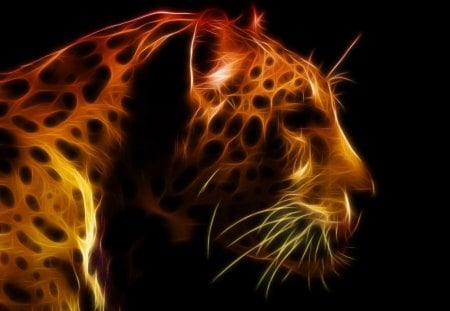 leopard art - leopard, art, side, view