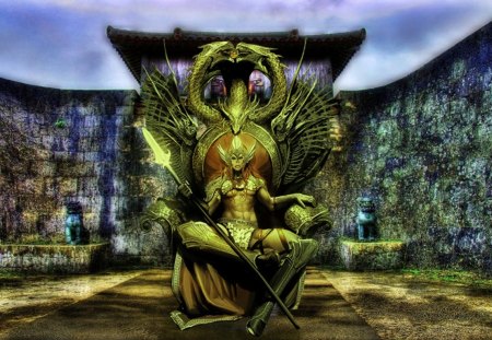 King - HDR, throne, king, weapon, blackground