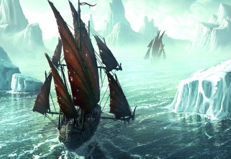 Exploring the north - north, pagan, drakkar, ship, explorer, nordic, barbarian, viking