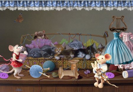 In the chamber - chamber, taylor, thread, cat, color, mouse, mice