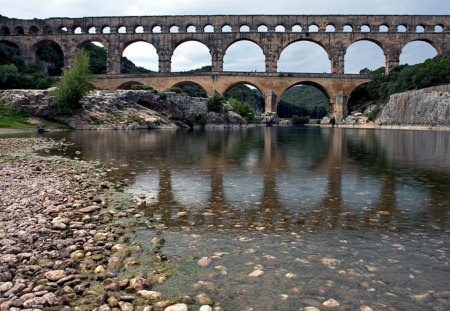 Roman Aquaduct - ancient, aquaduct, rocks, river