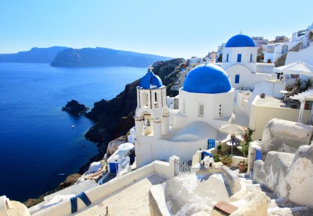 Santorini - resort, greece, summer time, sumer, sky, santorini, sea, nature, paradise