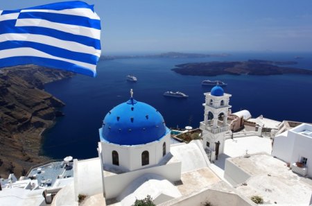 Santorini - sky, paradise, summer, greece, nature, view, santorini, clouds, summer time, sea