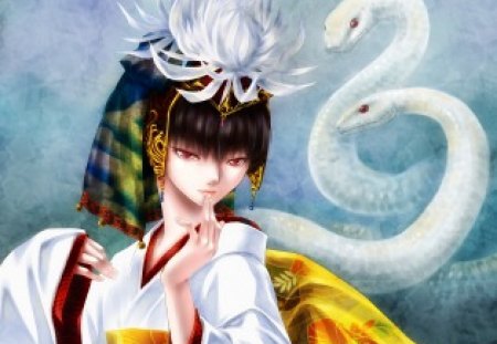 Madam White Snake - realistic, beauty, nice, female, hot, anime girl, pretty, anime, cute, sexy, girl, lovely, cg, floral, 3d, snake, beautiful, animal, sweet, flower