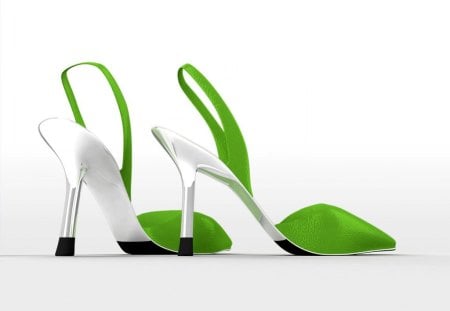 High Heel Stiletto Shoes - high heels, white, stiletto, shoe, green