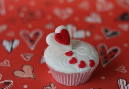 Cupcake - food, Cupcake, heart, photo