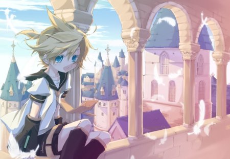 Isn't this place beautiful? - Cute, Vocaloid, Kagamine Len, 02, Plumes, Beautiful, Project Diva