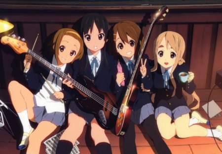 K-On - band, main char, cant think of a fourth, k on