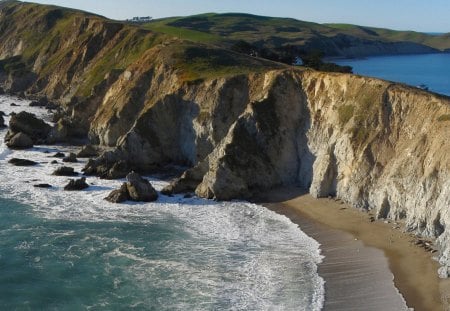 point reyes national seashore - ocean, peaceful, water, rocks, coast, waves, calm, nature, point reyes, seashore, sea, point, cliffs