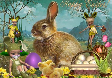 Bunny - rabbit, easter, fairy, bunny, spring