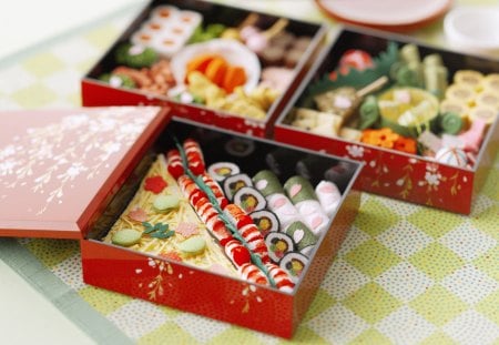 Japanese food - sushi, lunch, box, delicious, colorful, japanese food