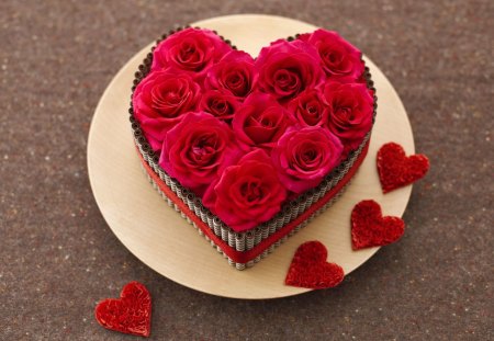 Bunch of red roses - love, red, heart, petals, bunch, rose, flower