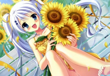 anime girl flower - adsa, d, a, ad