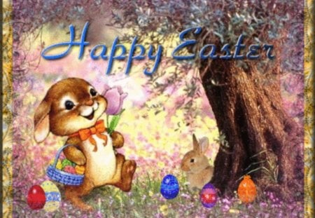 Happy Easter 3 - eastereggs, eggs, painting, pascuas, ostern, rabbit, easter