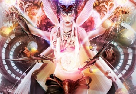 Fantasy girl - woman, girl, game, pink, creature, fighter, legend of the cryptids, fantasy