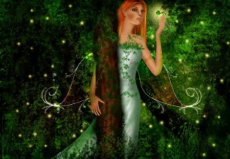 Fairy - green, fairy, abstract, fantasy