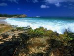 Waves crashing on beach