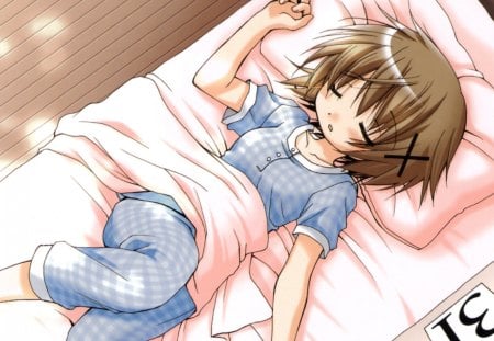 Yuno Sleeping - hidamari sketch, sleeping, bed, yuno, anime