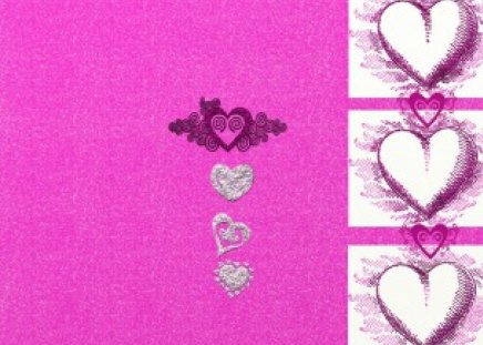 pink with white hearts - glitter, 3d, pink, hearts, textured